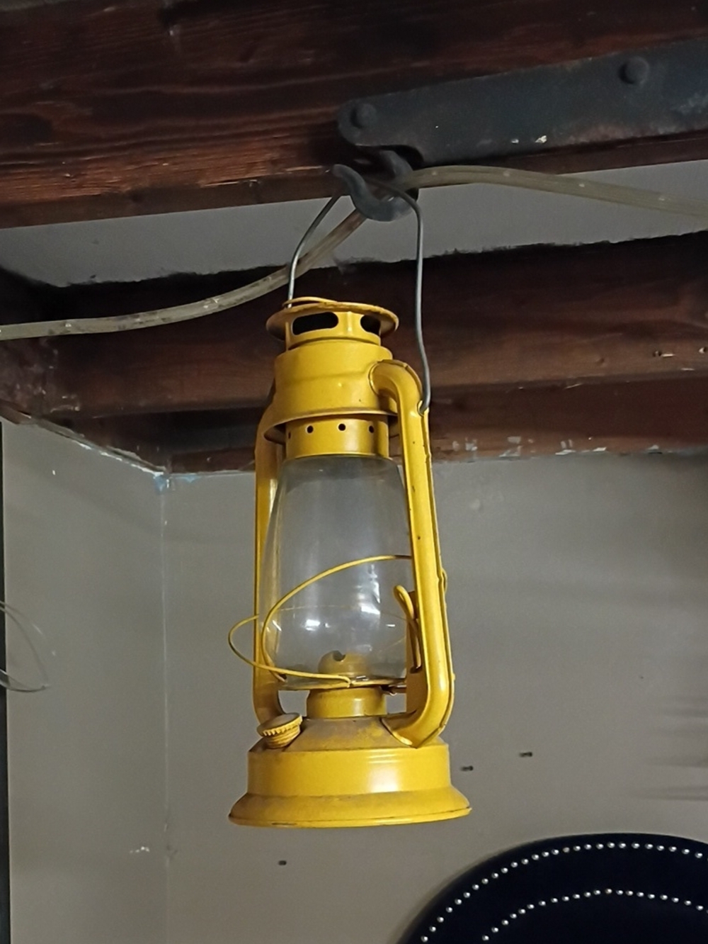 Yellow Metal Hanging Lantern - Classic Rustic Accent